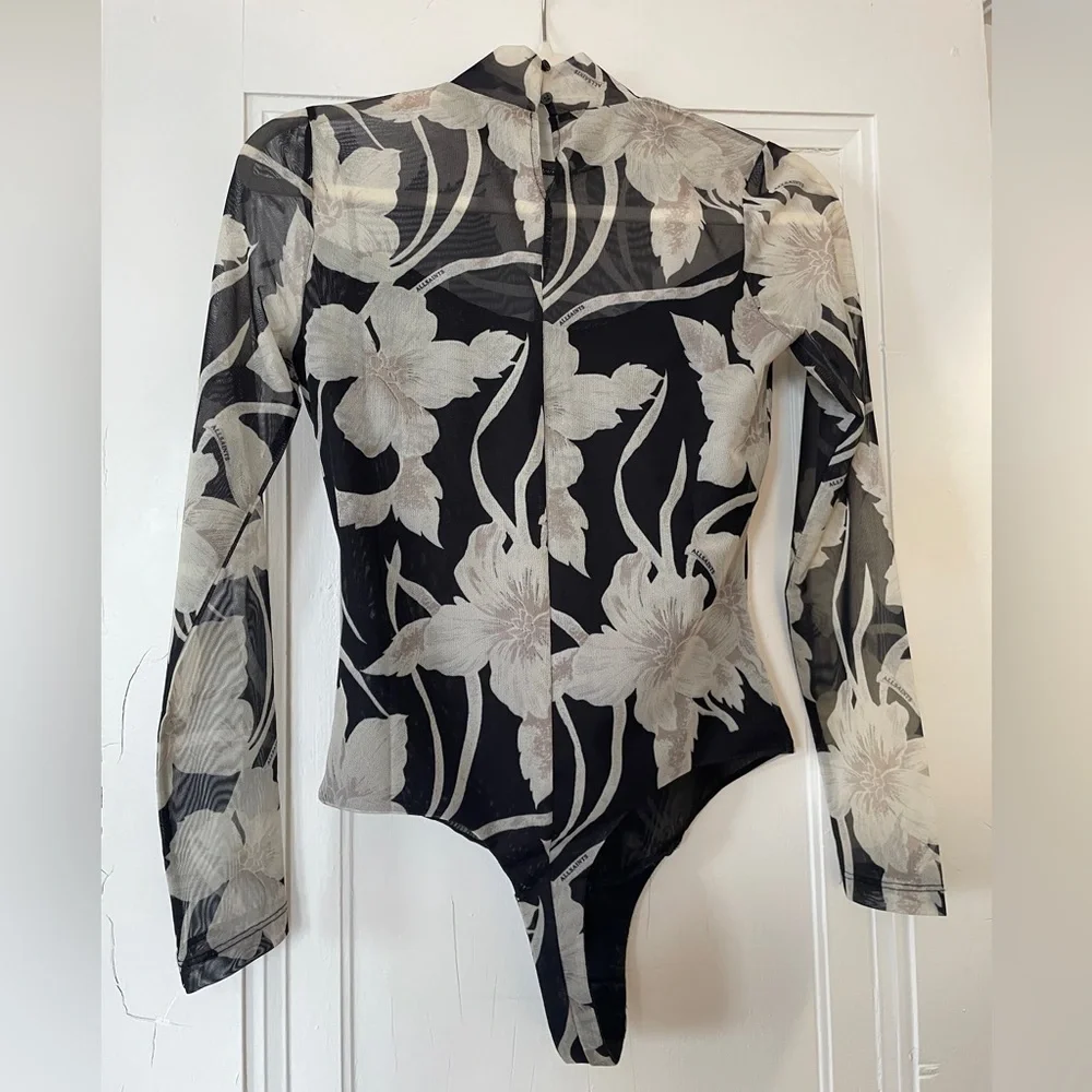 All Saints Black and Cream Floral Bodysuit - Picture 4 of 5